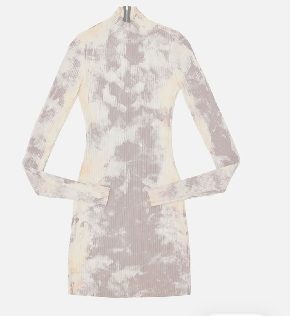 Cotton Citizen Ibiza Java Splatter Ribbed Mini Dress NWT Tie Dye Mock Neck USA,S